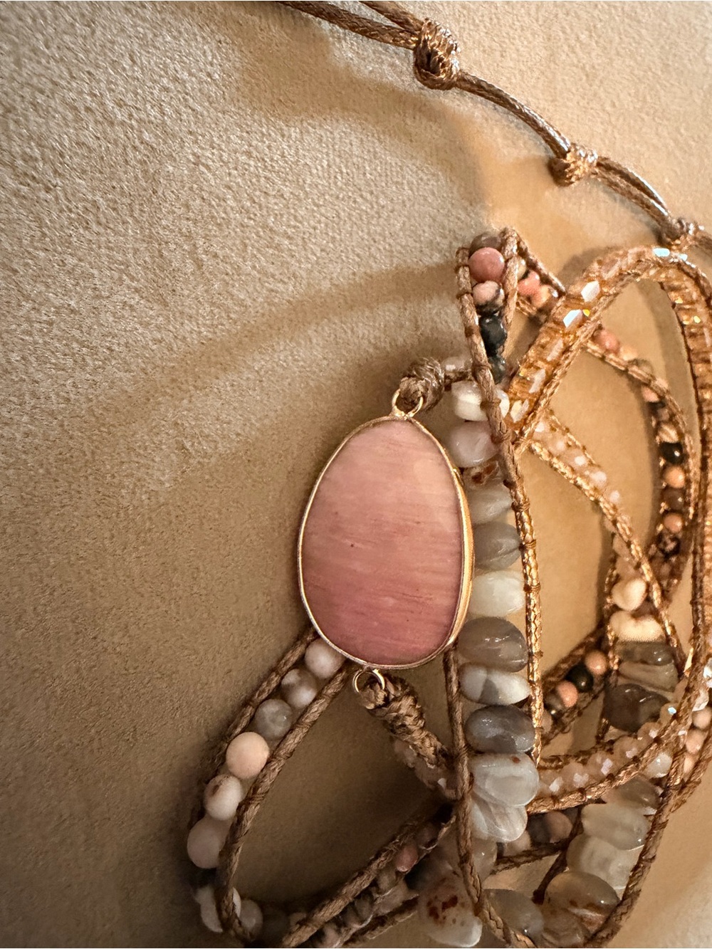 Pink Stone Wrapped Multi-Strand Women's Bracelet
